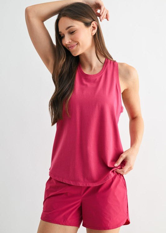 Plum Pink Pima Cotton Racer Tank - The Nines