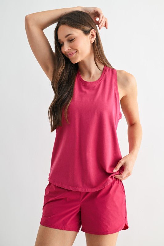 Plum Pink Pima Cotton Racer Tank - The Nines
