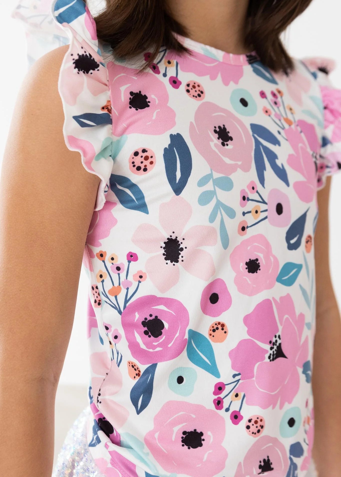 Pretty in Purple Floral Ruffle Tee - The Nines