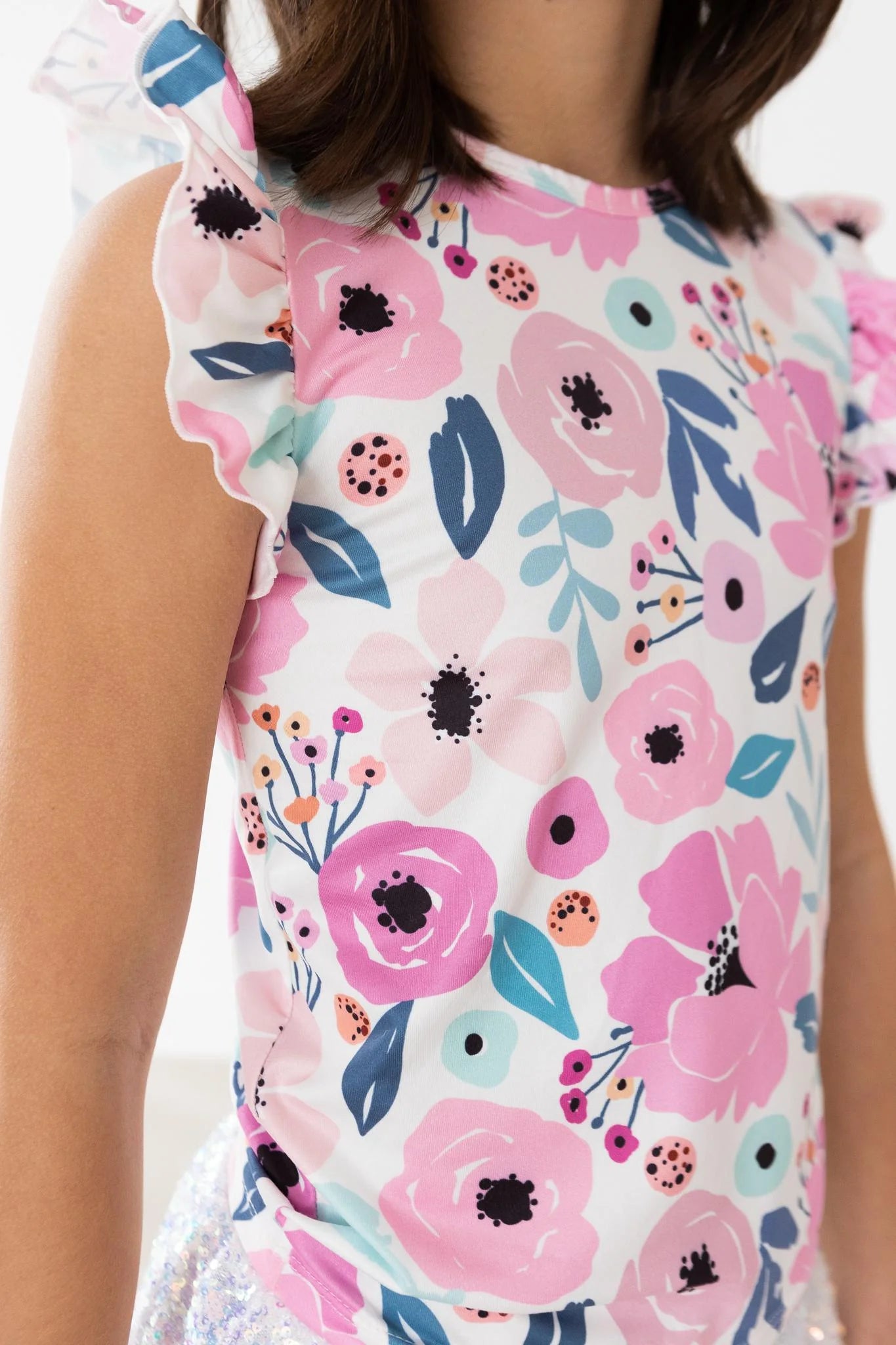 Pretty in Purple Floral Ruffle Tee - The Nines