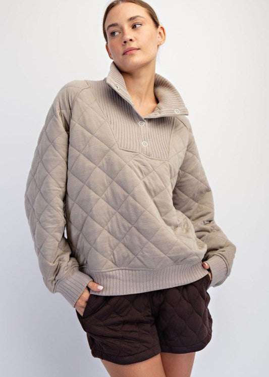 Rae Mode Quilted Snap Button Pullover - The Nines