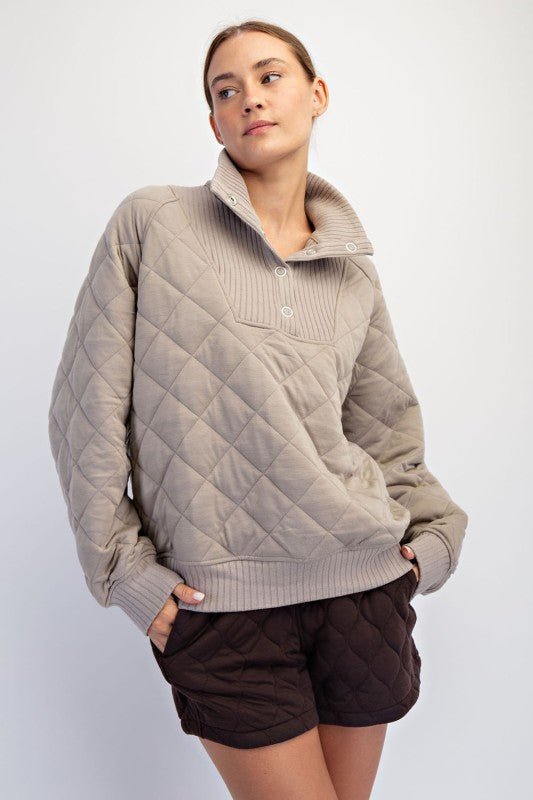 Rae Mode Quilted Snap Button Pullover - The Nines