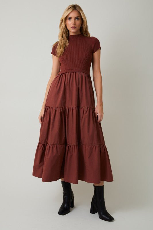 Rust Mock Midi Dress - The Nines