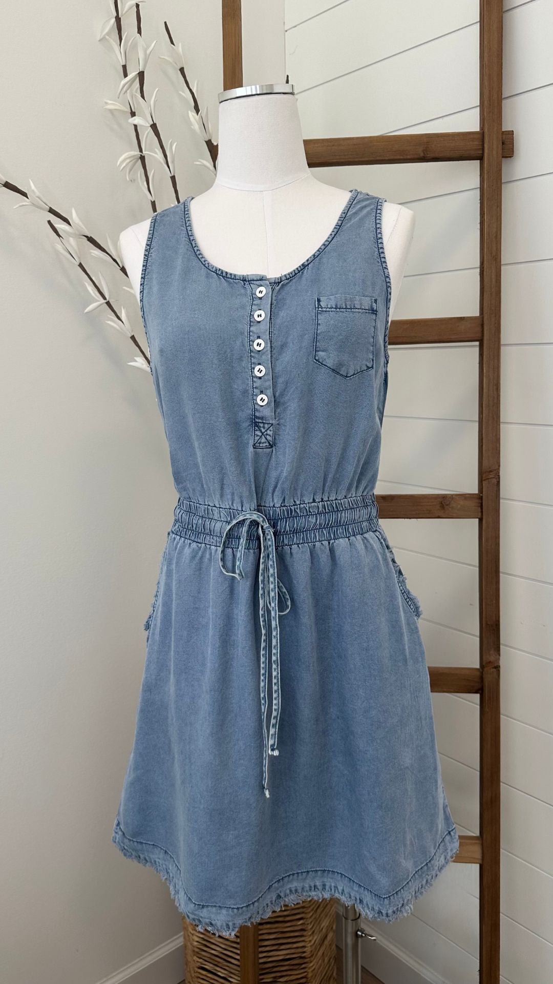 Denim Henley Dress - The Nines