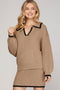 Light Mocha Edge Contrast Sweater