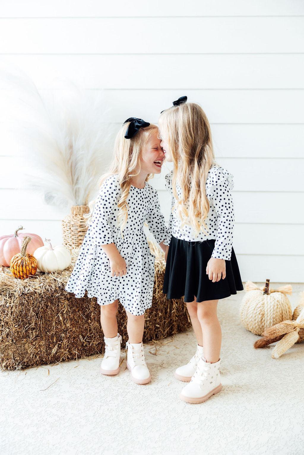 Scattered Dot 3/4 Sleeve Pocket Twirl Dress - The Nines