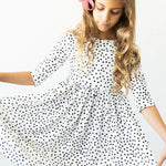Scattered Dot 3/4 Sleeve Pocket Twirl Dress - The Nines