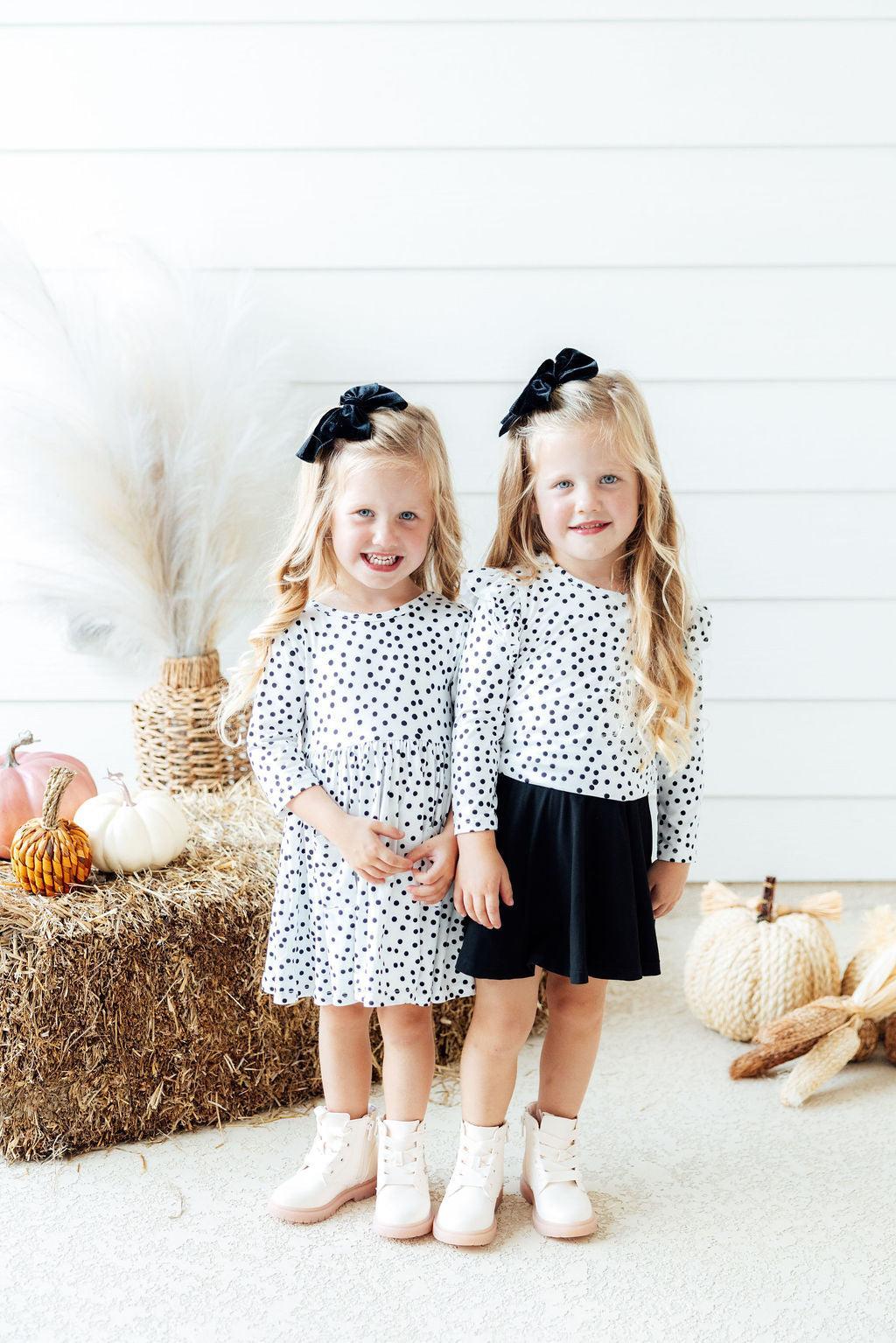Scattered Dot Long Sleeve Ruffle Tee - The Nines