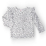 Scattered Dot Long Sleeve Ruffle Tee - The Nines