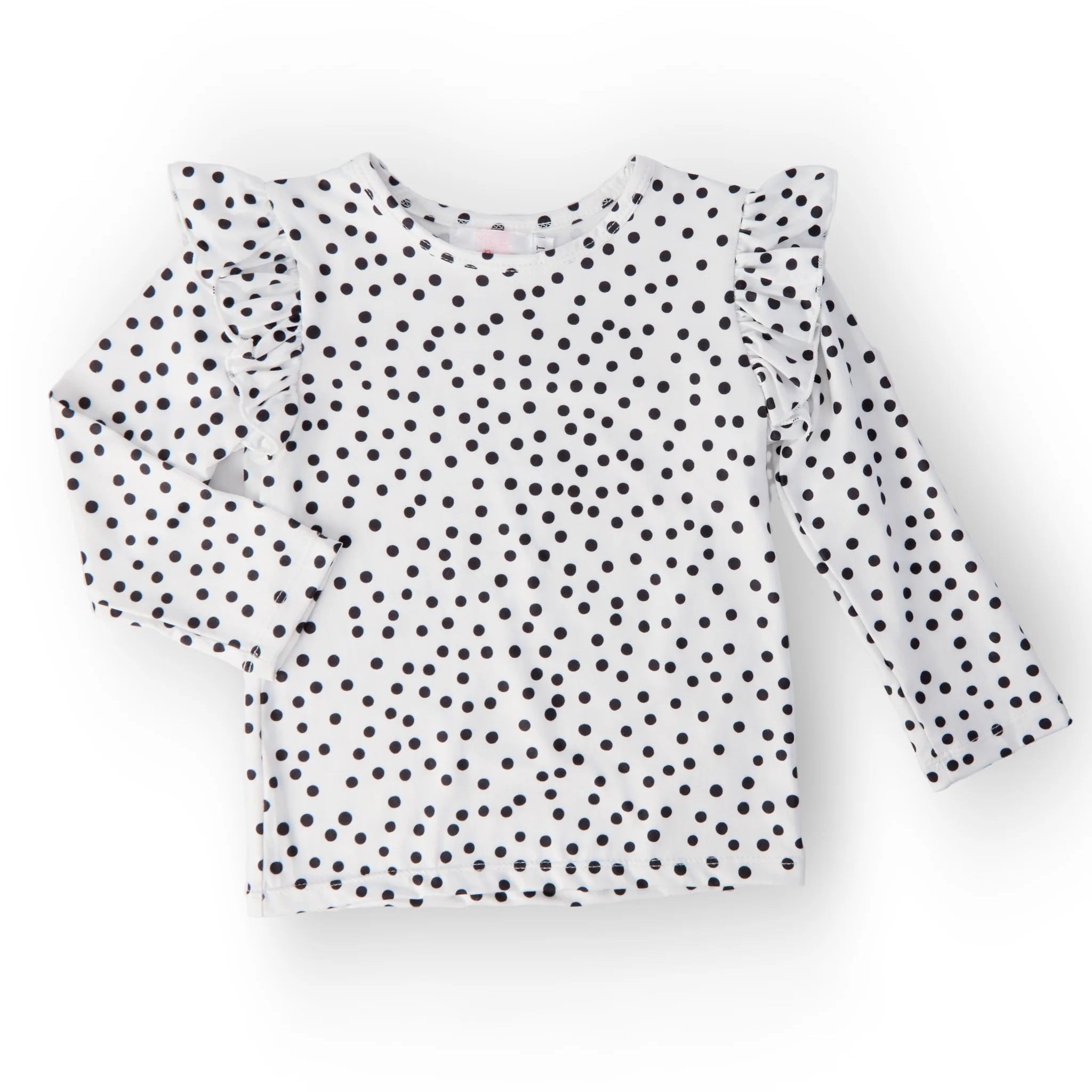 Scattered Dot Long Sleeve Ruffle Tee - The Nines
