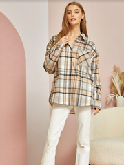 Taupe & Gray Good To Go Plaid Faux Fur Lined Shacket