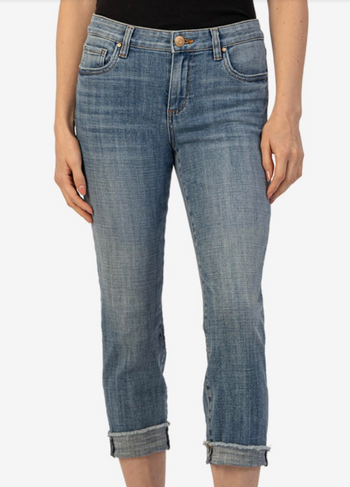 KUT Amy Crop Straight Leg Gained Wash Jeans