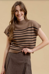 Mocha Striped Sweater Top