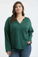 Notch Neck Knit Top - 3 Colors!