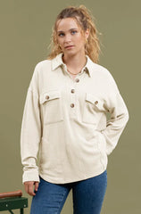 Half Button Side Pocket Top