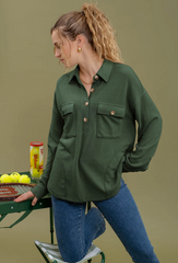 Half Button Side Pocket Tops - 2 Colors!