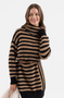 Camel Striped Turtleneck Sweater Dress - FINAL SALE