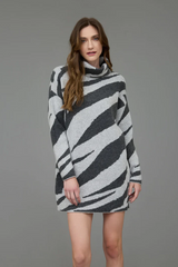 Charcoal Animal Print Sweater Dress