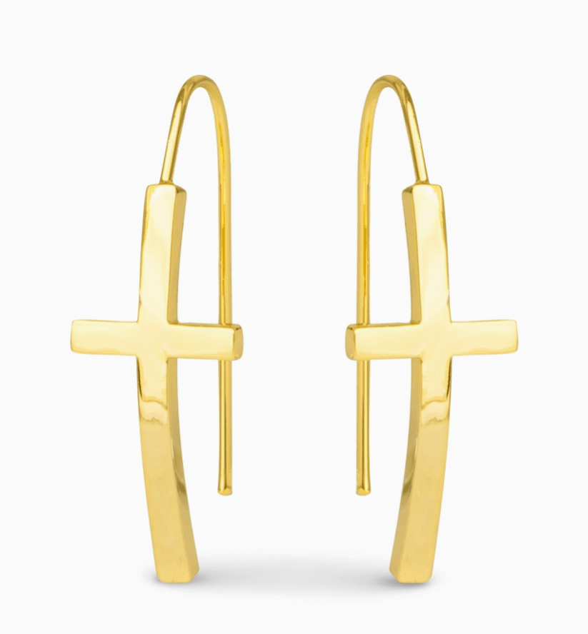 Amanda Blu Maria Polished Cross Drops Gold Earrings - The Nines