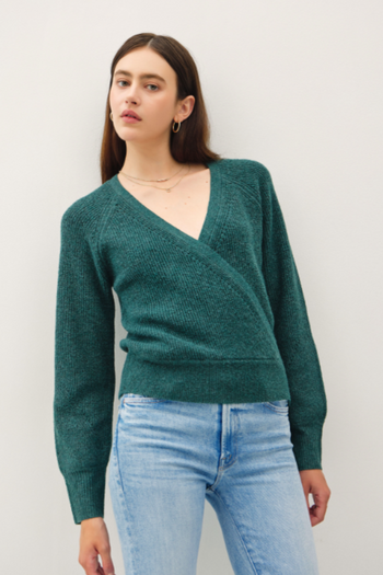 Hunter Green Wrap Sweater - FINAL SALE