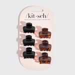 Kitsch Recycled Plastic Mini Puffy Glossy Claw Clips 6pc Set - Black & Torte - The Nines