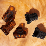 Kitsch Recycled Plastic Mini Puffy Glossy Claw Clips 6pc Set - Black & Torte - The Nines