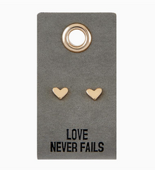 Love Never Fails Gold Small Heart Earrings