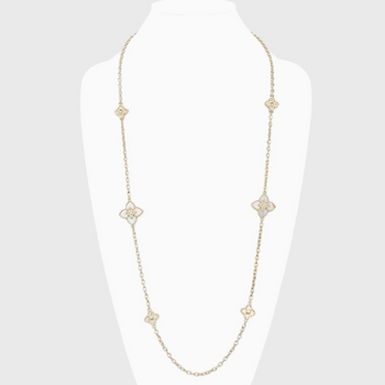 Pointed Mother of Pearl Station Long Necklace