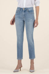 KUT Rachael High Rise Distressed Mom Jeans