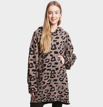 Leopard Print Soft Hooded Snuggie With Pockets - 2 Colors!