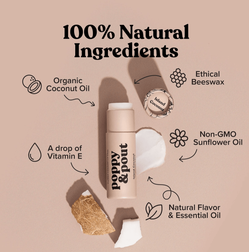 Poppy & Pout Lip Balms - Island Coconut - The Nines