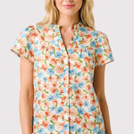 Spring Is Calling Coral & Blue Floral Button Top - The Nines