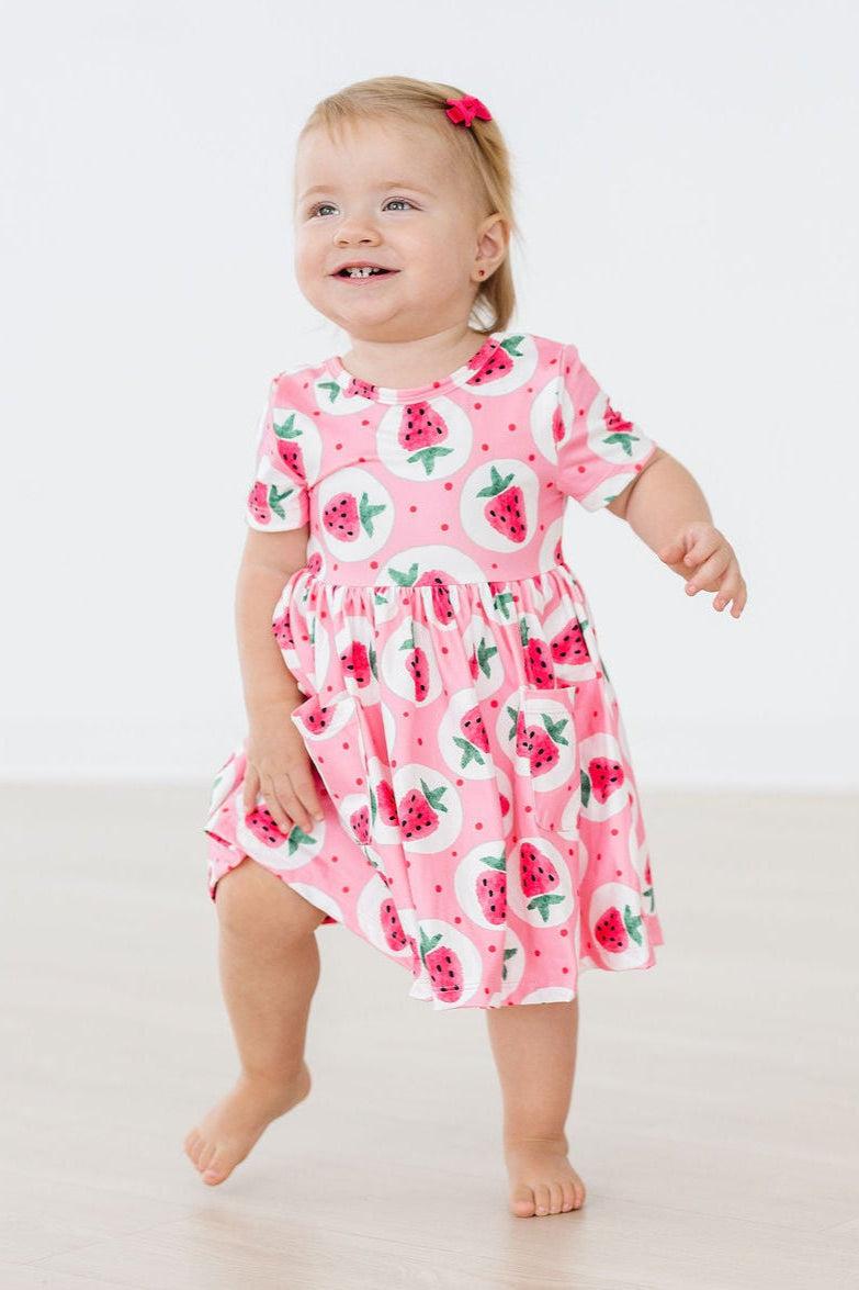 Strawberry Fields Short Sleeve Pocket Twirl Buttery Soft Dress - The Nines