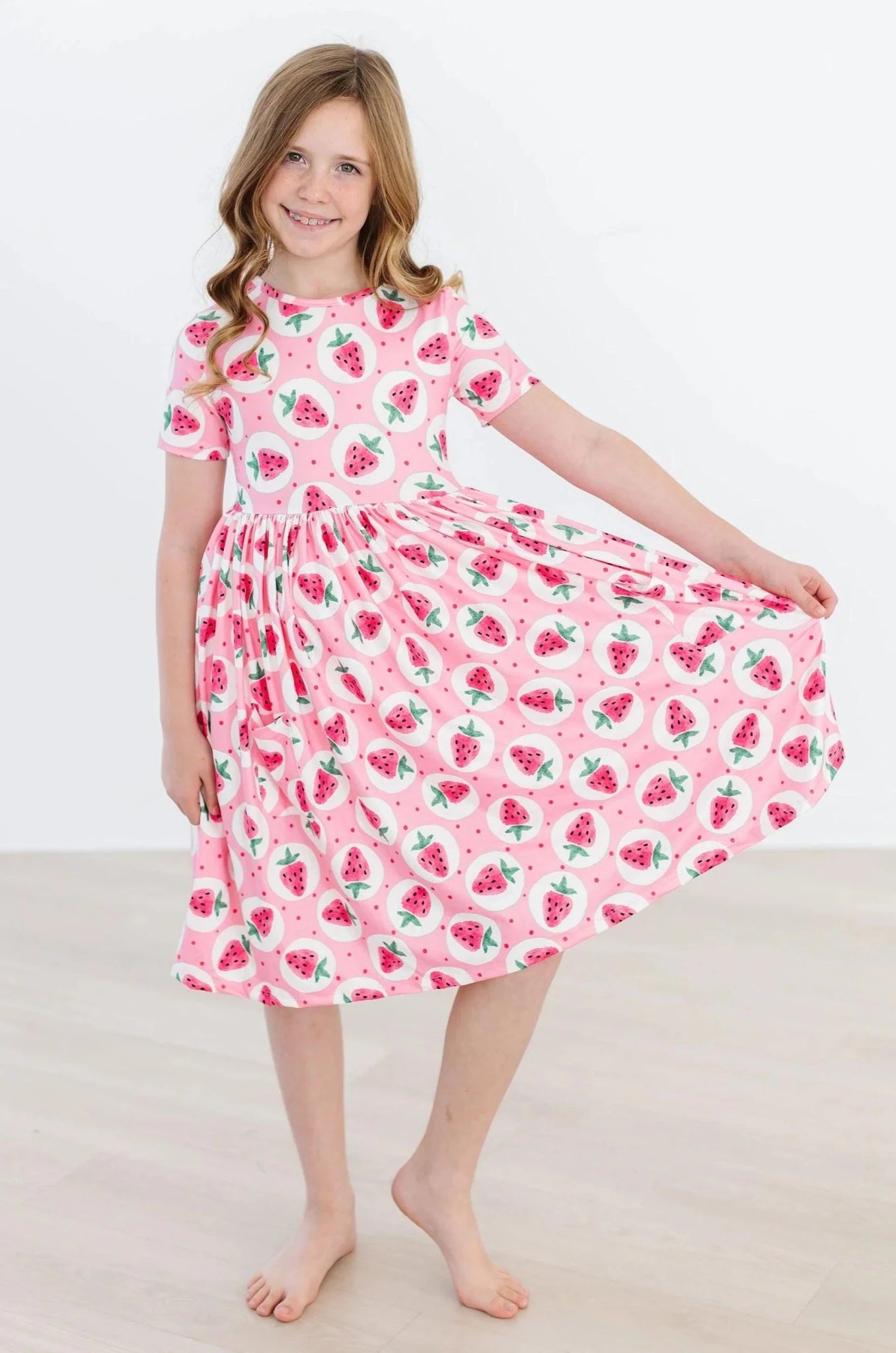 Strawberry Fields Short Sleeve Pocket Twirl Buttery Soft Dress - The Nines
