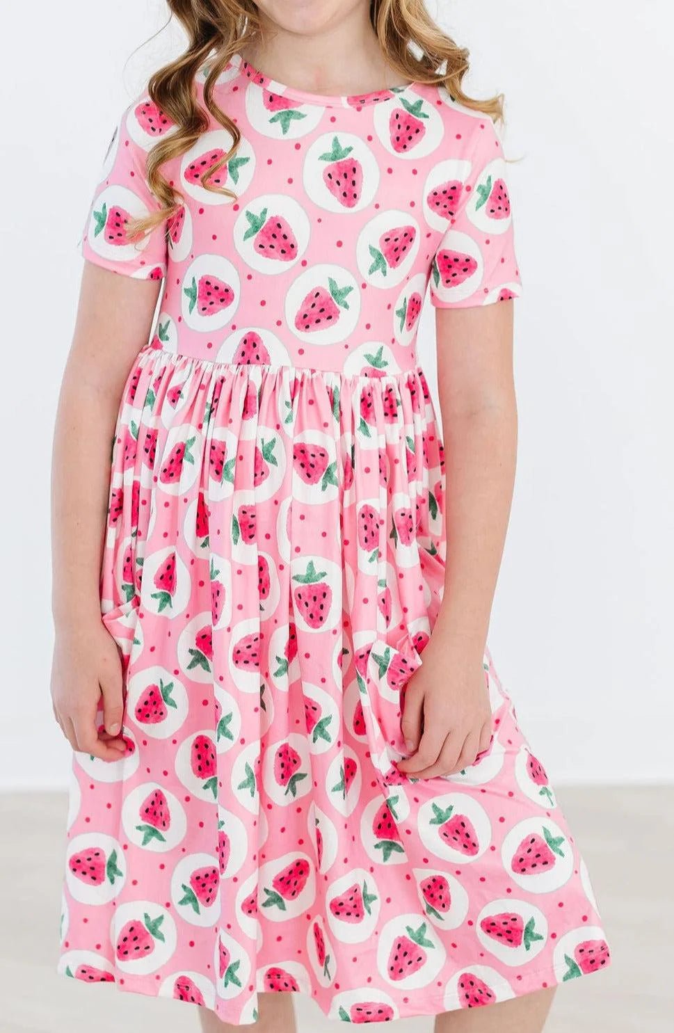 Strawberry Fields Short Sleeve Pocket Twirl Buttery Soft Dress - The Nines