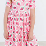 Strawberry Fields Short Sleeve Pocket Twirl Buttery Soft Dress - The Nines