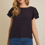 Navy Wine Dot Top - The Nines