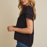 Navy Wine Dot Top - The Nines