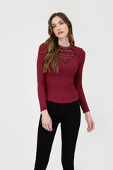 Lace Neckline Tops - 2 Colors!