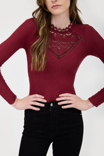 Lace Neckline Tops - 2 Colors! - FINAL SALE