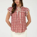 Striped Floral Tie Front Top - 2 colors! - The Nines