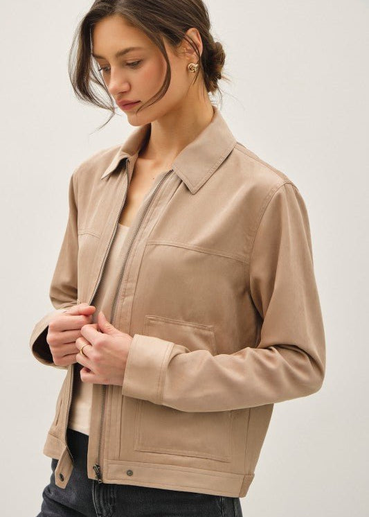 Taupe Lightweight Zip Jacket - The Nines