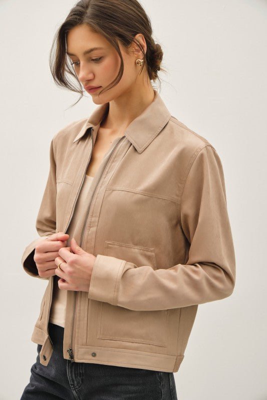 Taupe Lightweight Zip Jacket - The Nines