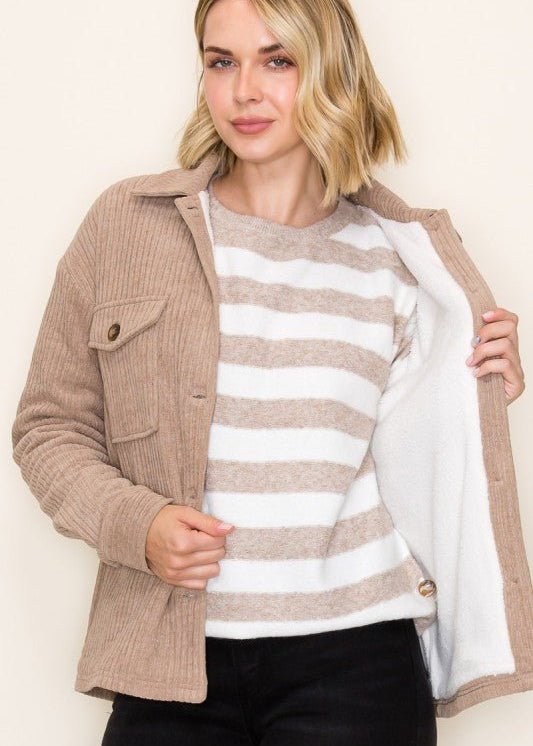 Sherpa Lined Corduroy Shacket - 3 Colors! - The Nines