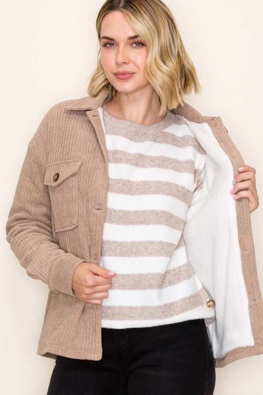 Sherpa Lined Corduroy Shacket - 3 Colors! - The Nines