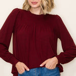 The Best Is Yet To Come Burgundy Smocked Top - The Nines