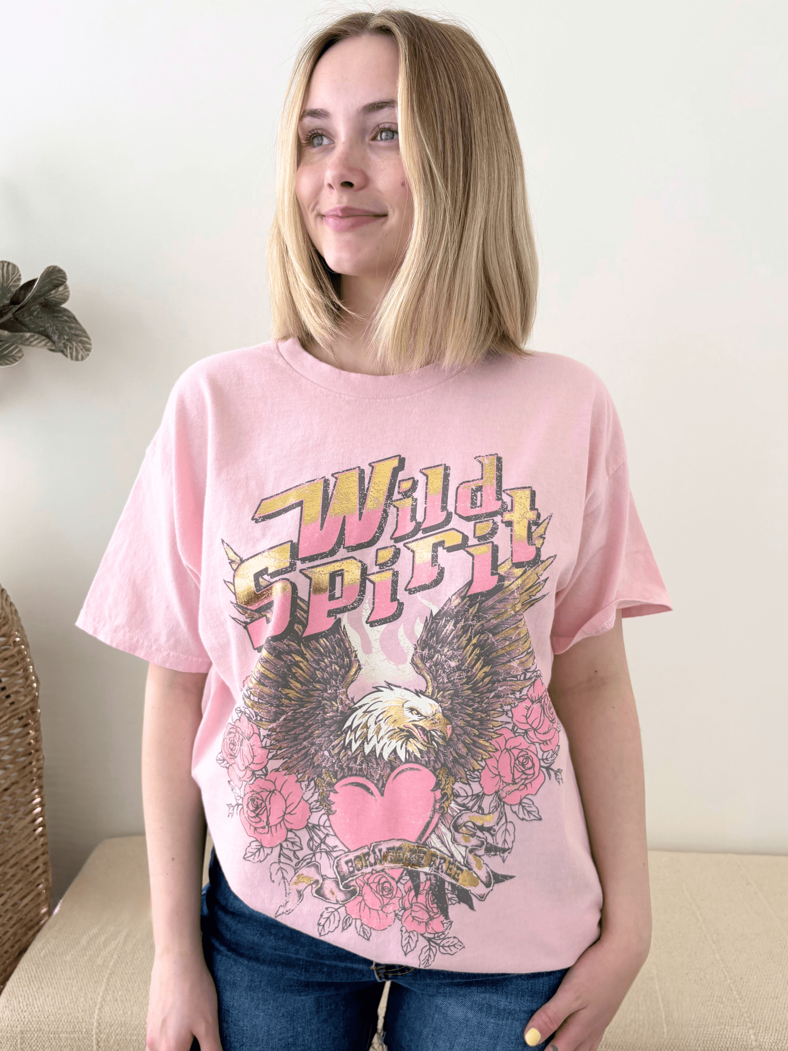 "Wild Spirit" Pink Foil Tee - The Nines