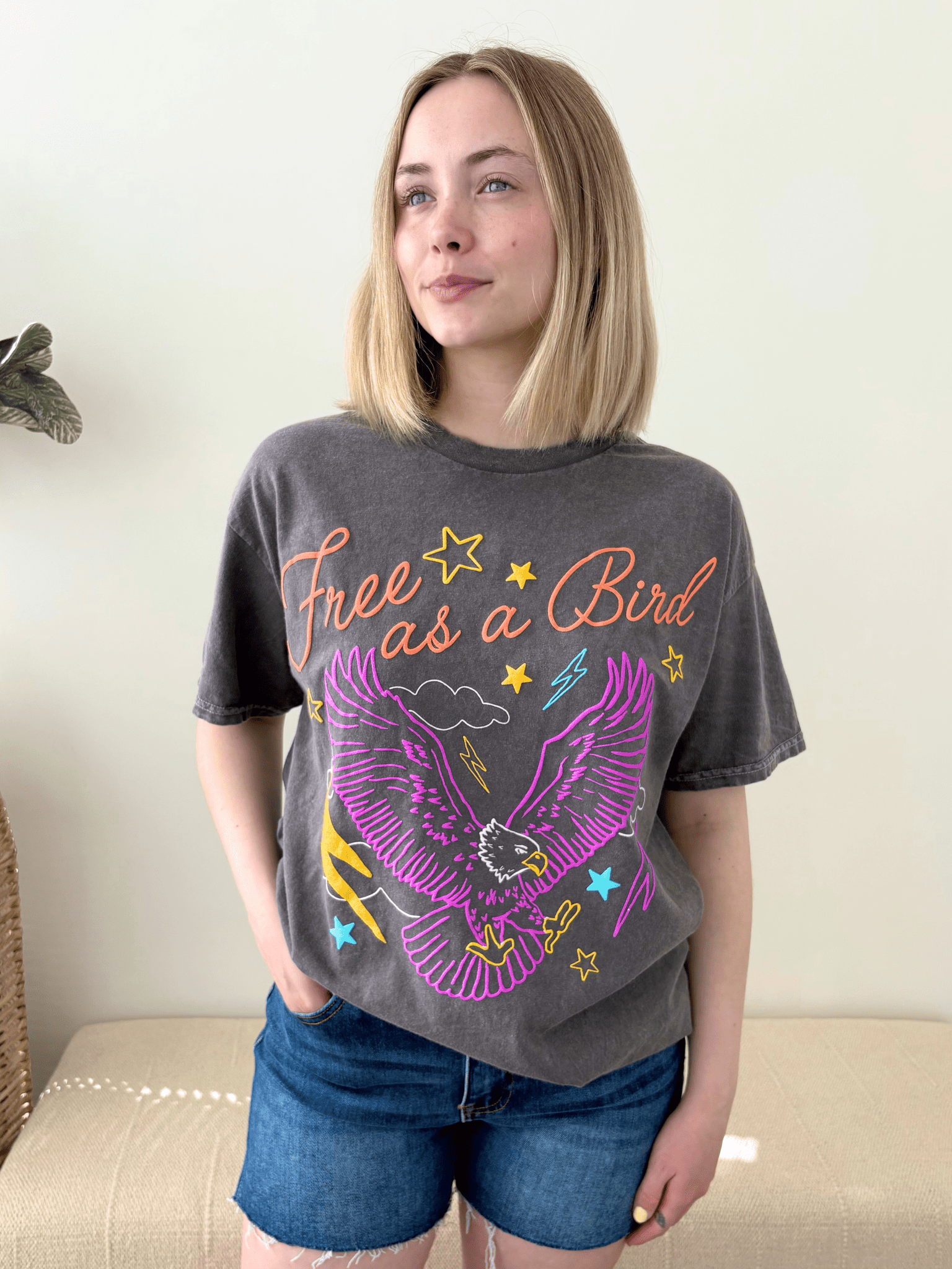 "Free As A Bird" Puff Print Tee - The Nines
