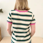 Multi Stripe Green & Pink Tee - The Nines