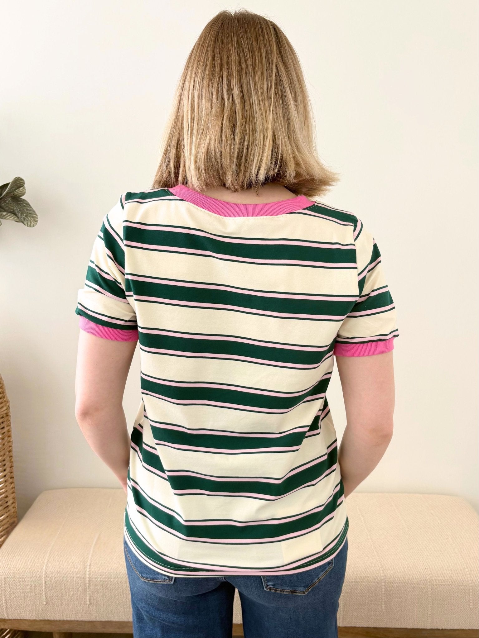 Multi Stripe Green & Pink Tee - The Nines